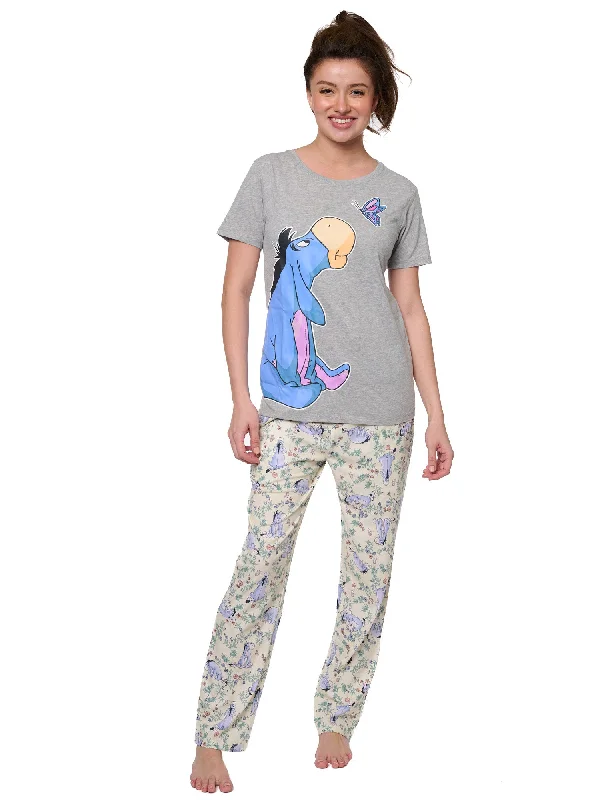 Disney Eeyore Butterfly T-Shirt w/ Floral Watercolor Pajama Pants Women' s Set