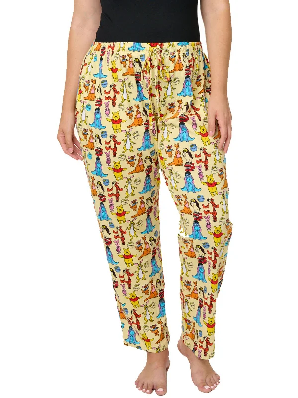 Women's Plus Size Disney Winnie The Pooh Eeyore Pajama Pants Loungewear Yellow