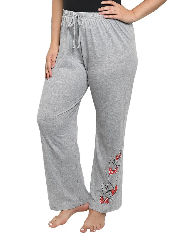 Minnie Mouse Pajama Pants Disney Womens Plus Size Lounge Wear Gray