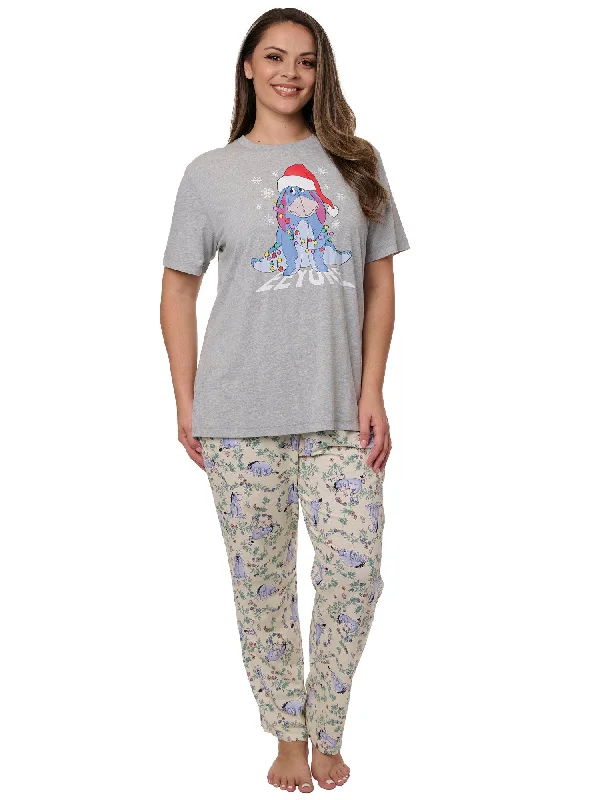 Santa Eeyore Chistmas T-Shirt w/ Disney Floral Watercolor Pajama Pants Set