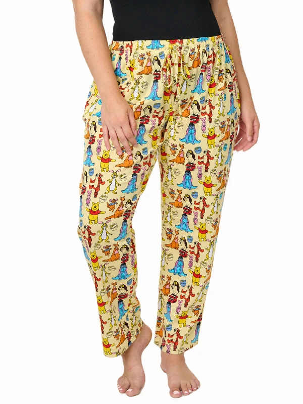 Women's Disney Winnie The Pooh Pajama Pants Loungewear Yellow Eeyore Piglet Owl