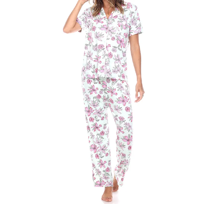 Women's Short Sleeve & Pants Tropical Pajama Set