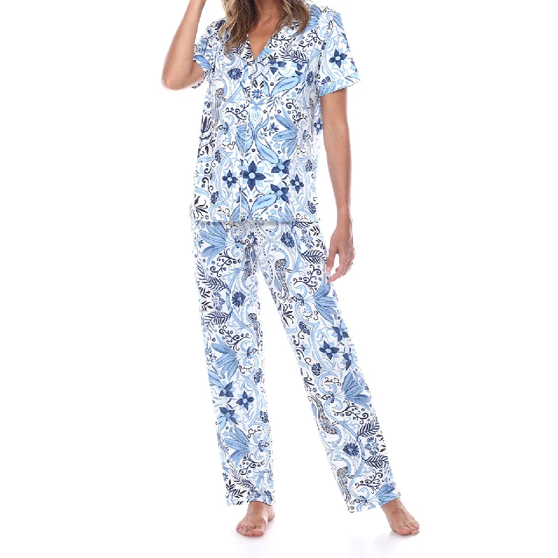 Women's Short Sleeve & Pants Tropical Pajama Set