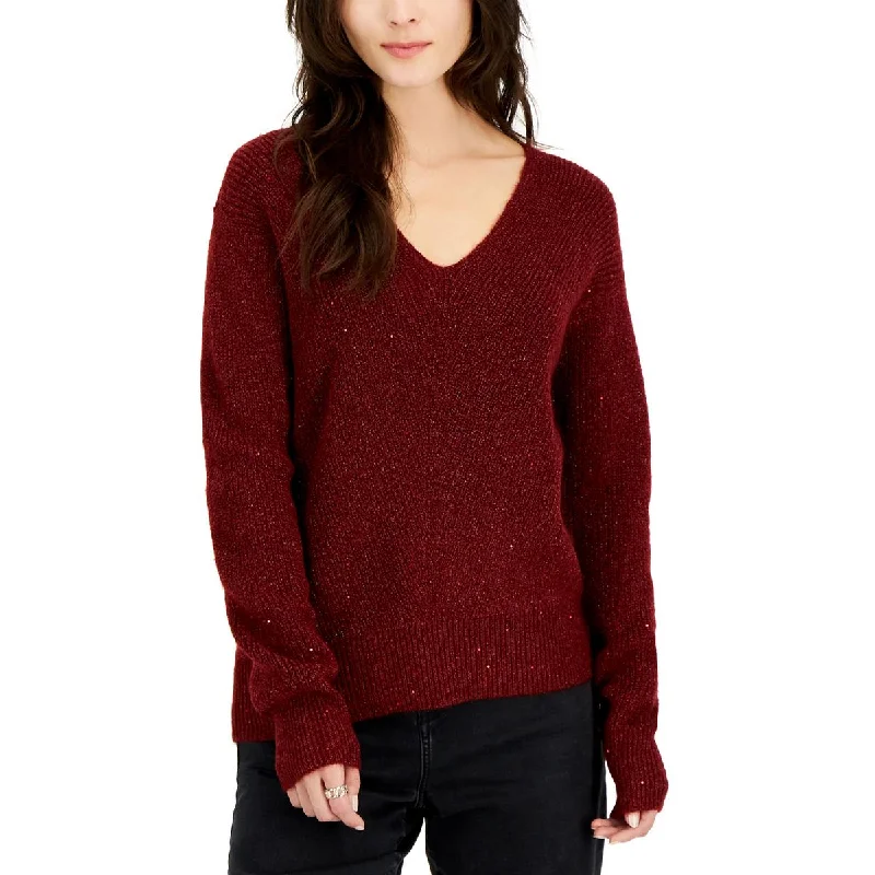 INC Womens V Neck Ribbed Trim Pullover Sweater