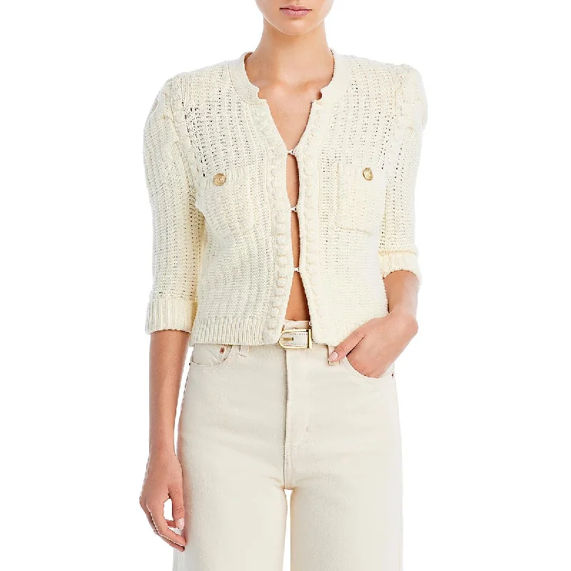 L'Agence Womens Delilah Textured Cotton Cardigan Sweater