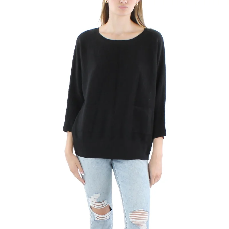 Lisette L Womens Pocket Cotton Crewneck Sweater