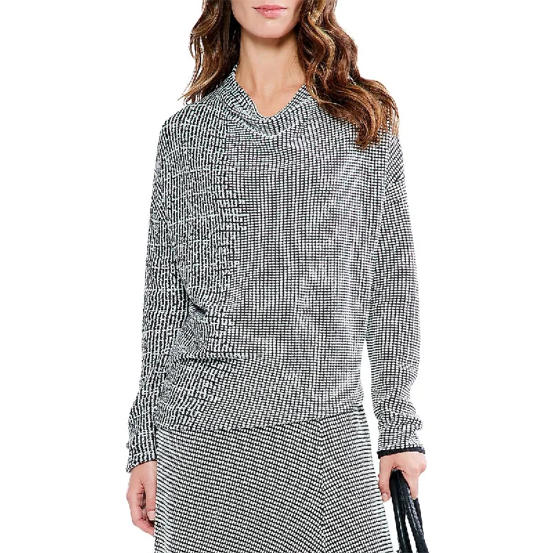 Nic + Zoe Womens Knit Textured Funnel-Neck Sweater