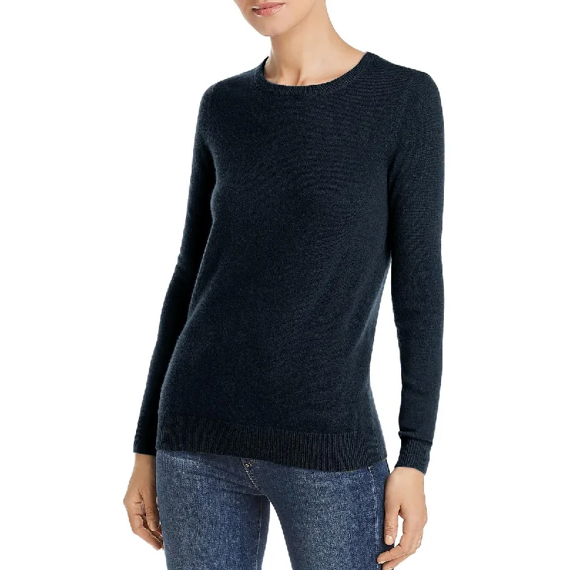 Private Label Womens Cashmere Ribbed Trim Crewneck Sweater