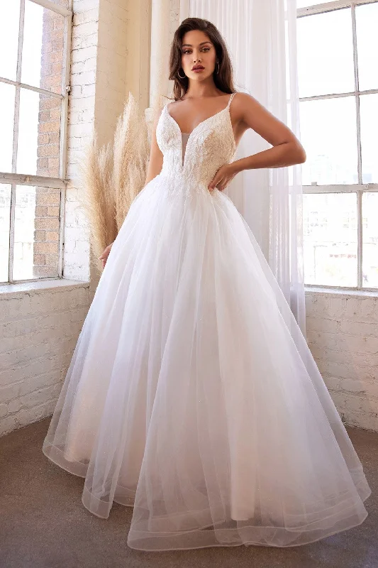 Clearance Sale Layered Tulle Bridal Gown By Cinderella Divine -CD0154WCL