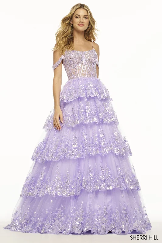 Sherri Hill 56104 Scoop Neckline Ball Gowns Sequin Tulle Evening Gown