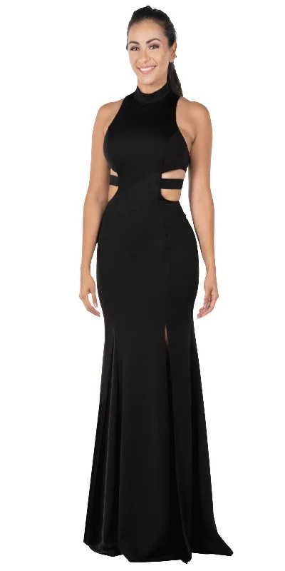 Poly USA 8248 Racer Back Long Dress with Side Cut-Outs