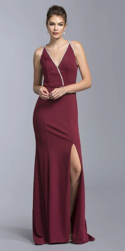 Aspeed L1995 V-Neck Long Dress Strappy Back and Slit