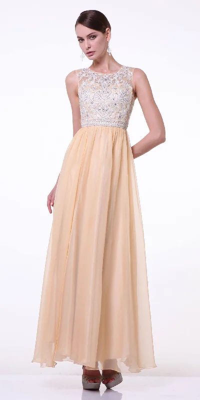 Cinderella Divine J710 Cut-Out Back Sleeveless Long Dress