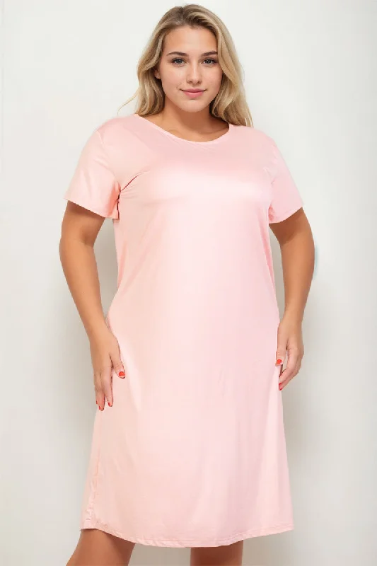 Plus Size Loose Fit Short Sleeve Maxi Dress