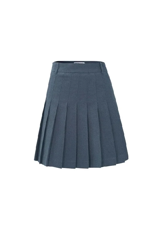 High Waist Shorts Pleats Skirt Navy