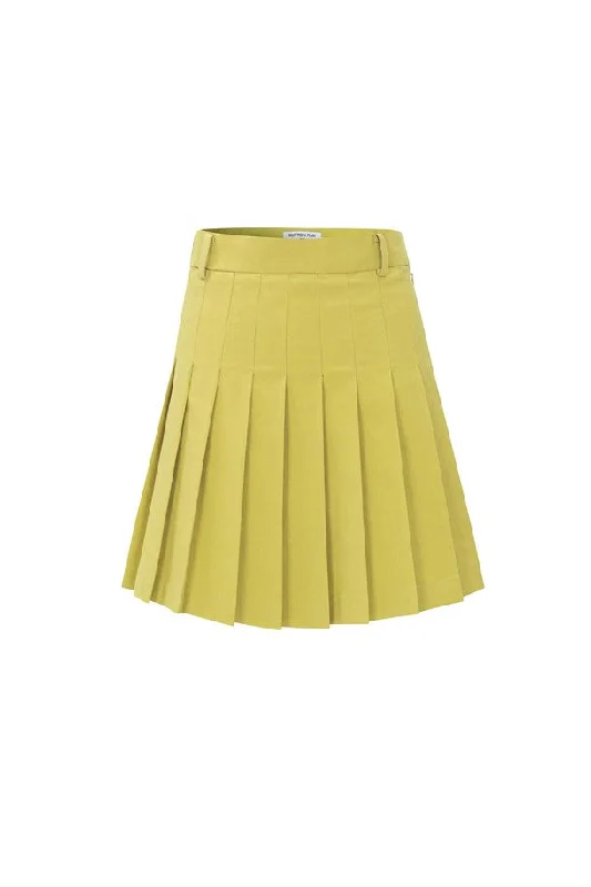 High Waist Shorts Pleats Skirt Yellow