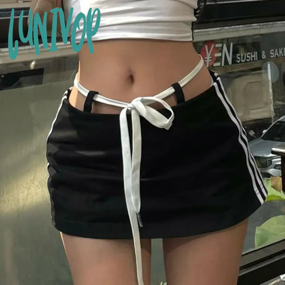 Lunivop Sexy Girl Tight Bag Hip Short Skirt Summer Black Bandage Skirt Women Y2k A-line Mini Skirt Casual  Aesthetic Bodycon Skirts