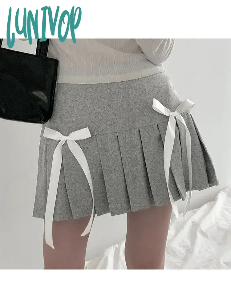 Lunivop Woman Skirt Pleated Skirt A-line Skirt Mini Knit Casual Tight Bodycon High Waist Simple Daily Fashion Elegant Korean Preppy Styl