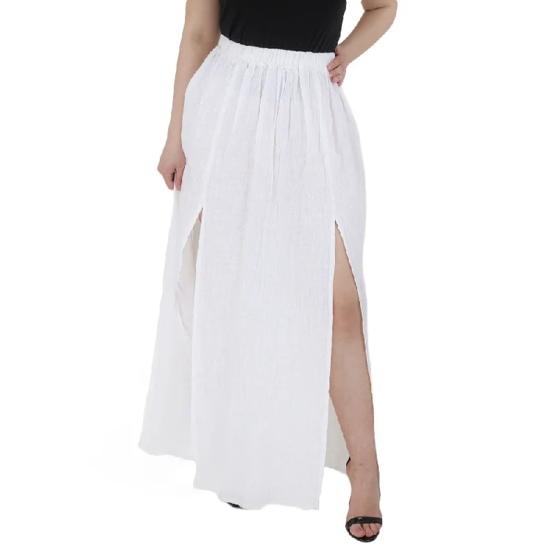 Women's Long Skirt With Splites,White