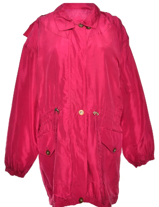 Button & Zip Front Pink Jacket - S