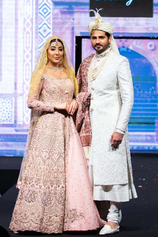 Blush Pink Bridal Jacket lehenga and Chogha Sherwani