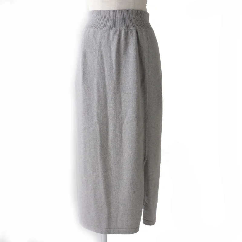 Hermes Cashmere Long Knit Skirt Grey Size 38