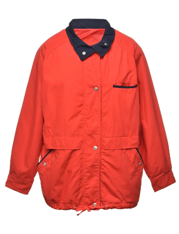 Red Contrasting Collar Jacket - S