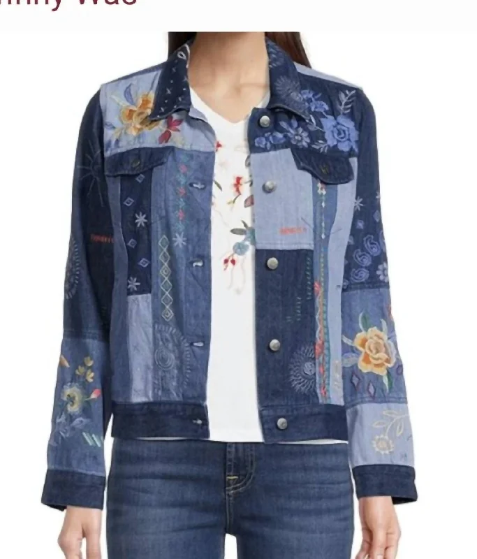 Taryn Patchwork Denim Jacket in Dnb