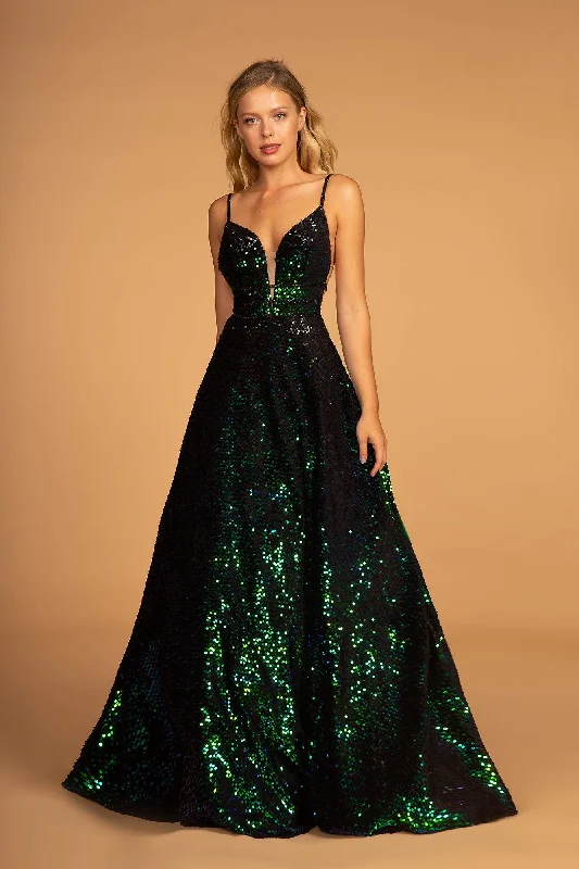 Long Fully Sequins Prom Formal Ball Gown