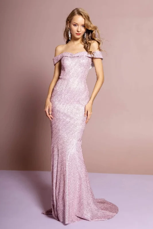 Elizabeth K - GL2562 Glitter Crepe Off-Shoulder Mermaid Dress