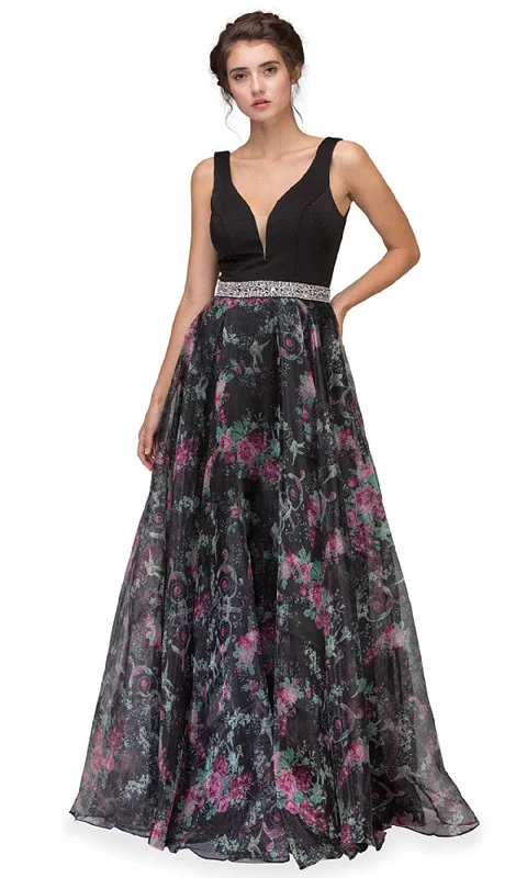 Eureka Fashion 7020 - Fitted Sleeveless Floral Prom Dress