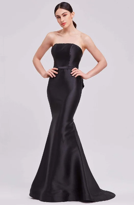 J'Adore Dresses - J16009 Mikado Trumpet Dress with Back Bow