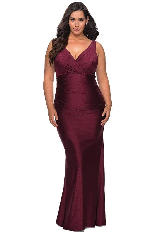 La Femme - 29028 Plunging V-Neck Jersey Simple Prom Trumpet Dress