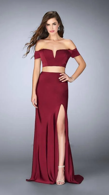 La Femme - 23963 Charming Off the Shoulder Two-piece Jersey Dress