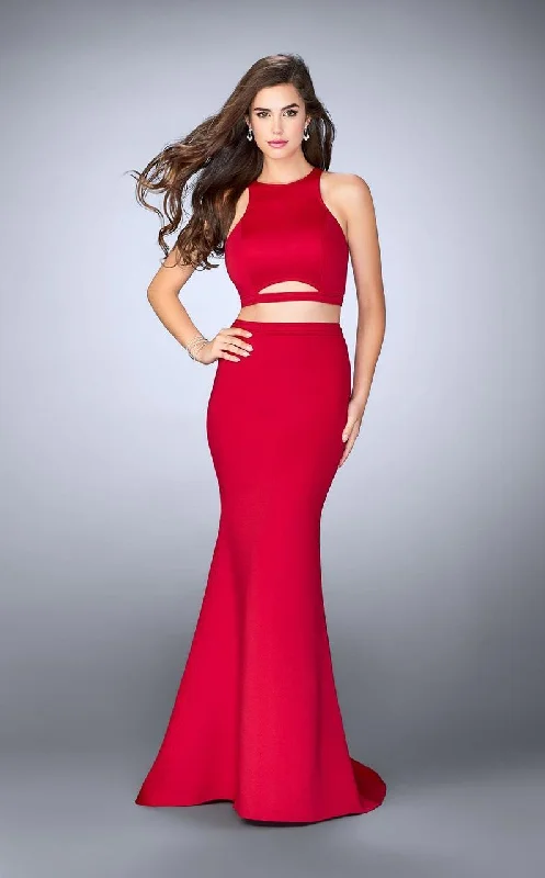 La Femme - 24231 Sleeveless High Neck Cutout Two-piece Dress