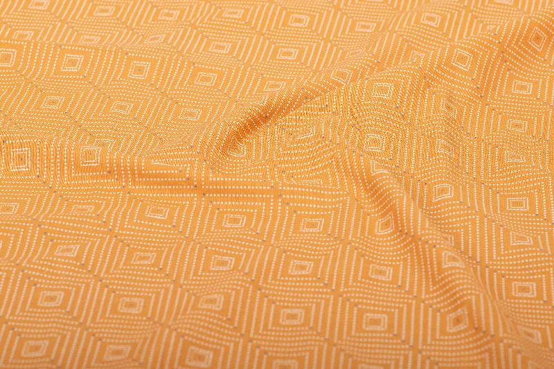 Orange Geometric Dots Printed Cotton Fabric