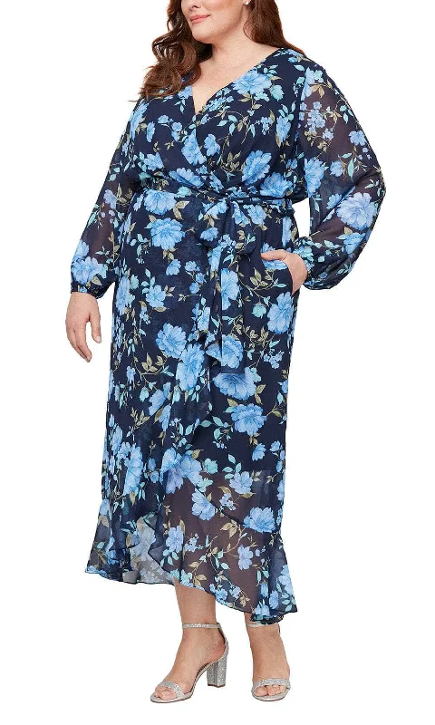 SLNY 9471942 - Floral Wrap Long Dress