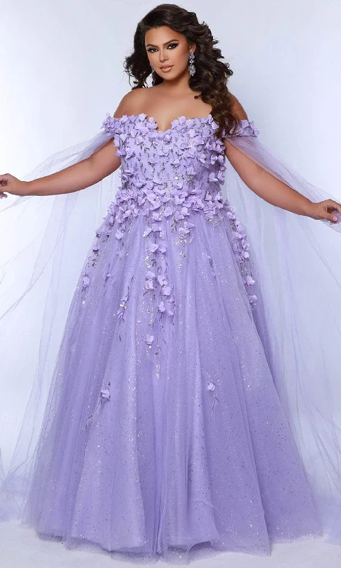 Sydney's Closet SC7379 - 3D Floral Off Shoulder Prom Dress