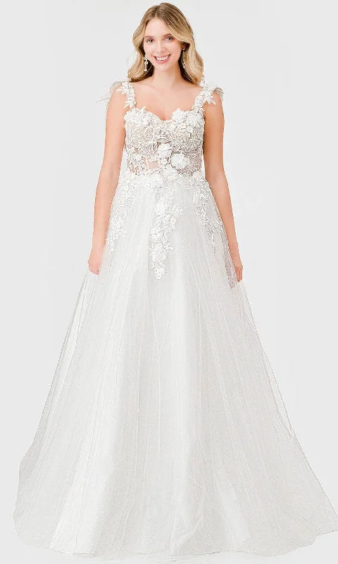 Trevi Collection Bridal - MS0026 Floral Appliqued Sweetheart Bridal Dress