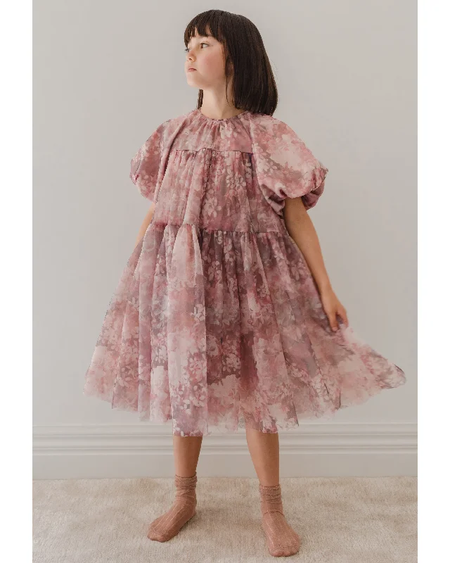 PETITE AMALIE "Enchanted Delight" Hydrangea Printed Tulle Dress