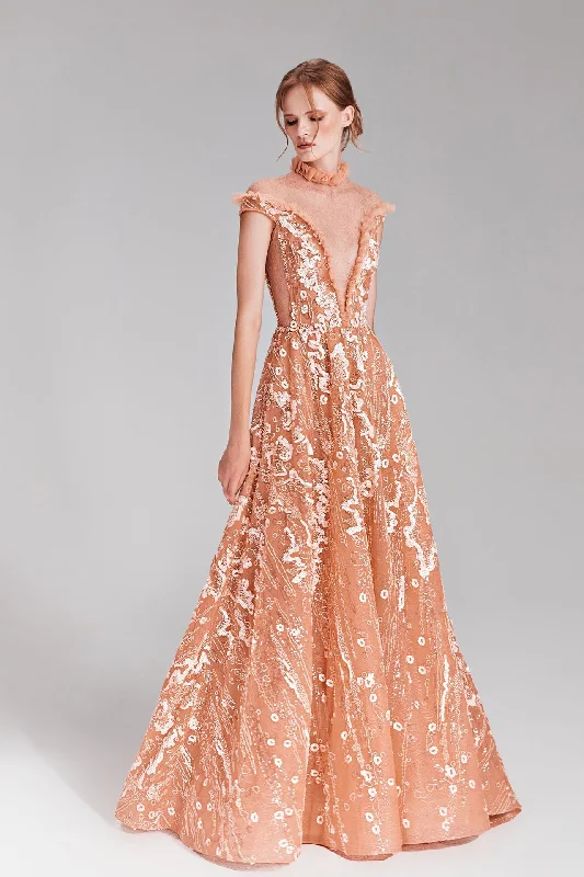 Tulle dress with intricate embroideries