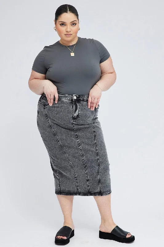 Black Midi Skirt Denim